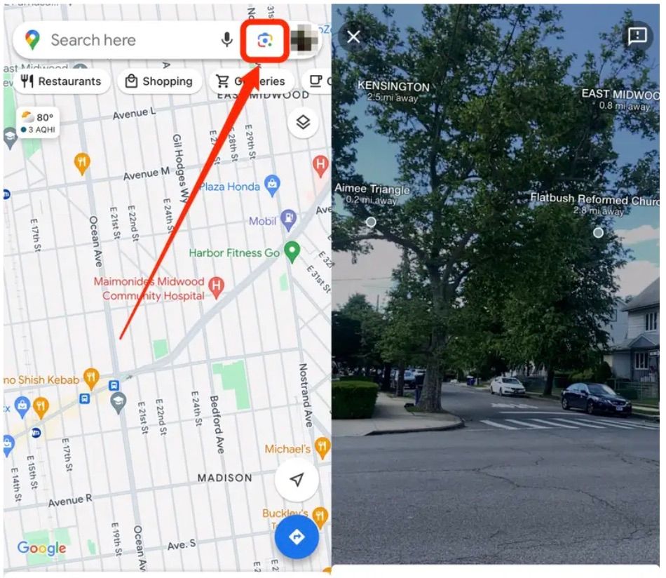 Anteprima delle destinazioni con Street View mobile